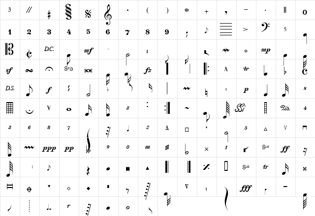 Quintet SSi Regular  glyph index