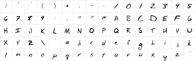 Billshw Normal  glyph index