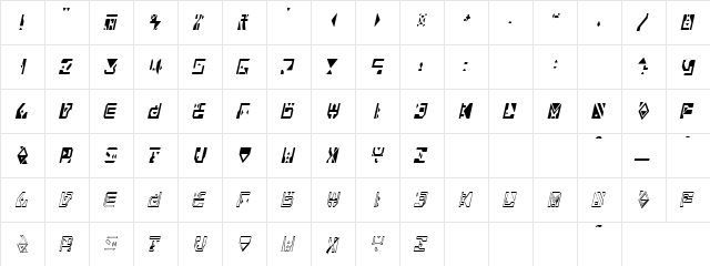 Samurai Shield Regular  glyph index