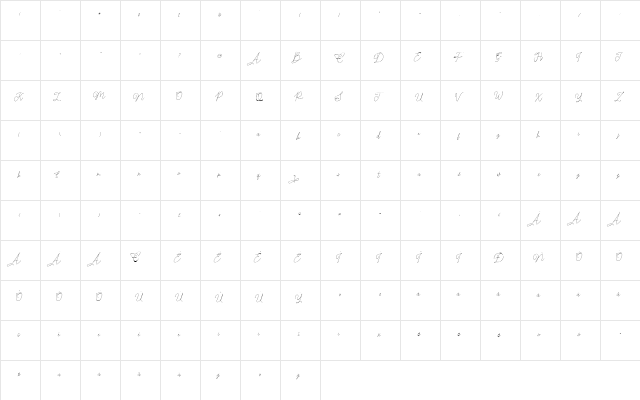 Claire Script Regular  glyph index