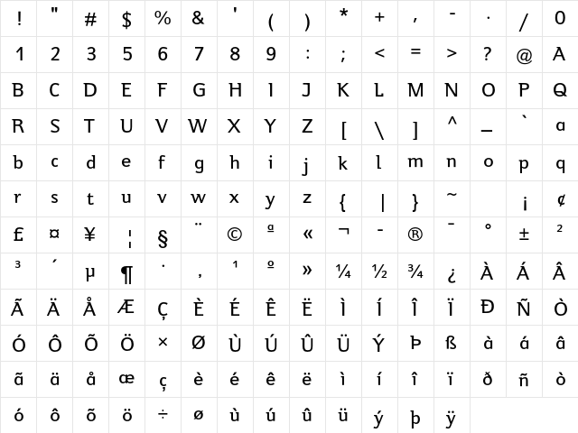 Jeunesse Std Medium  glyph index