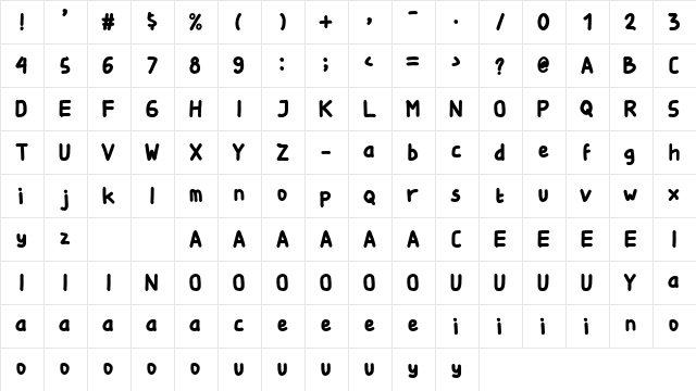 Bellfoods Regular  glyph index