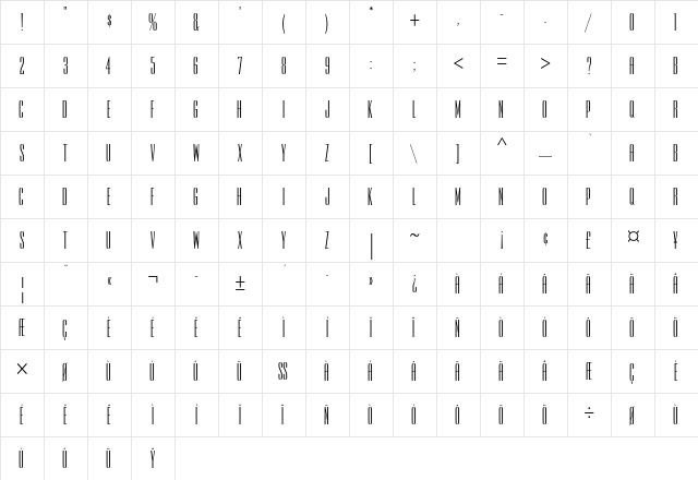 Iris Std Regular  glyph index