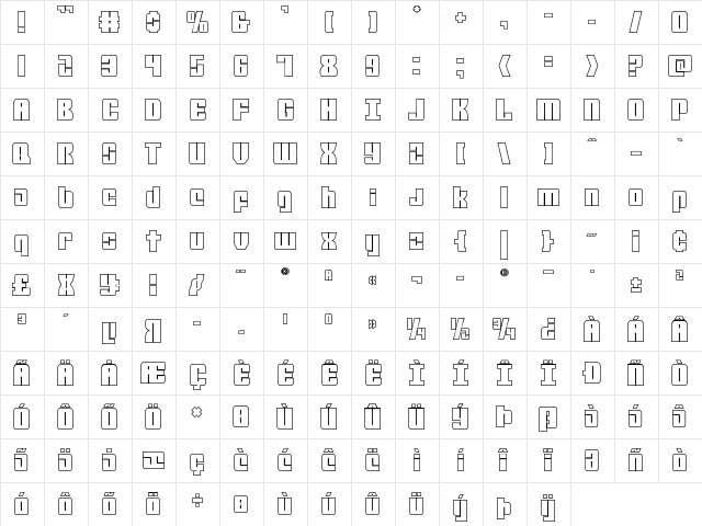Mobile Infantry Outline Regular  glyph index