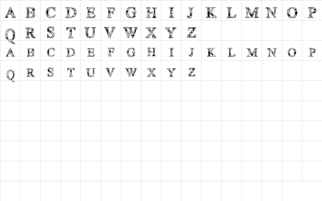 TechnoClastic Regular  glyph index