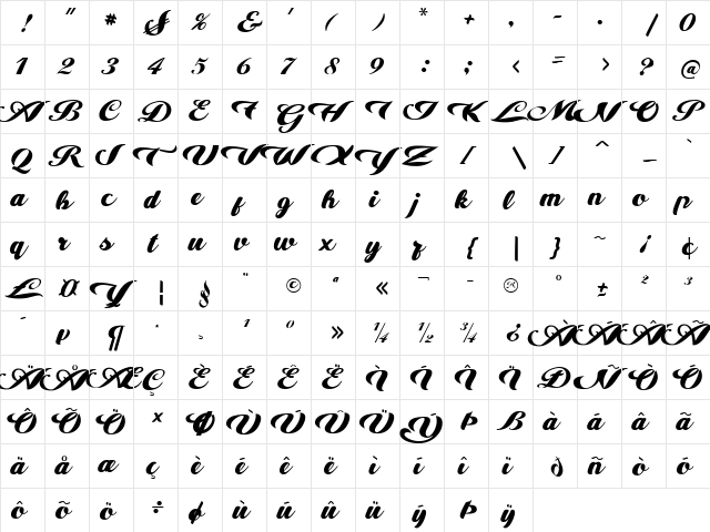 Alire Regular  glyph index