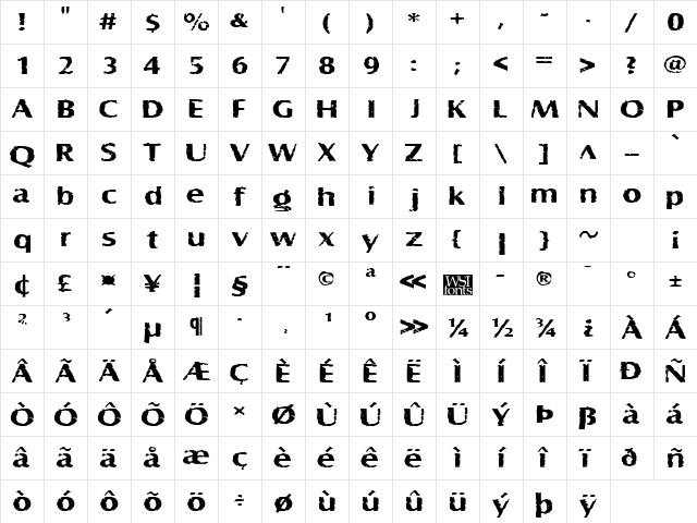 GrelbbBroad Regular  glyph index