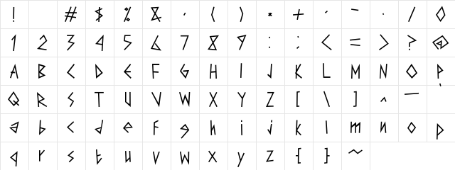 Edge To Edge Regular  glyph index
