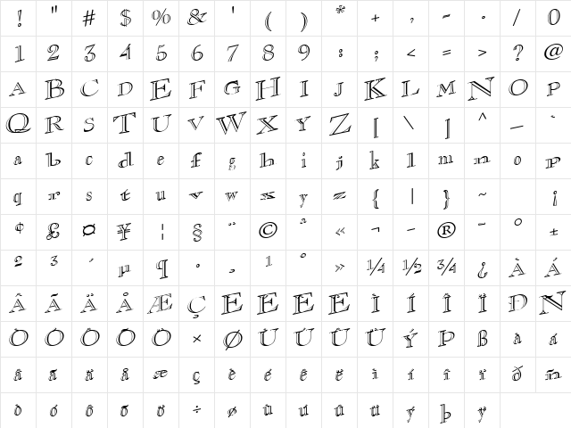 Two Regular  glyph index