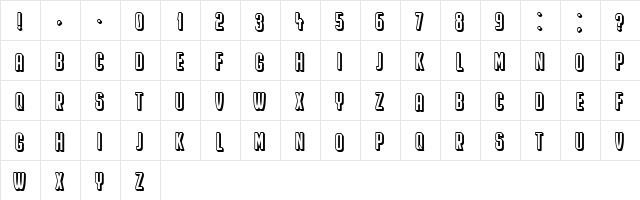 Kuchen Hollow Regular  glyph index