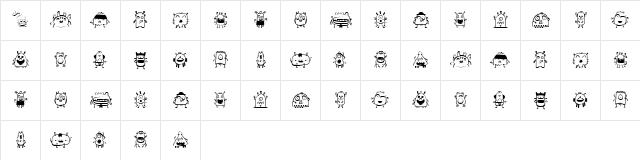 space dude Regular  glyph index