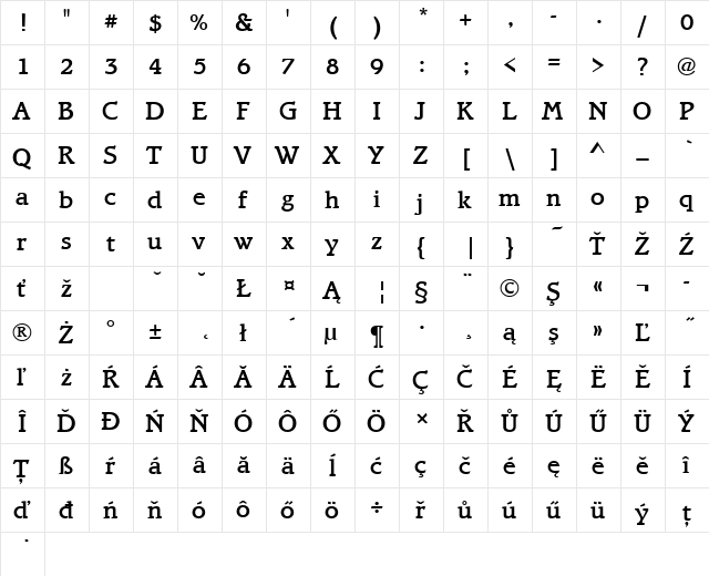 BramleyTEEMed Regular  glyph index