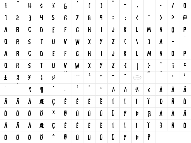 Grim Ghost Light Light  glyph index