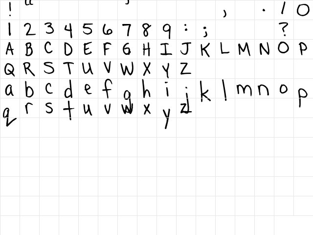 Pea Deborah Regular  glyph index