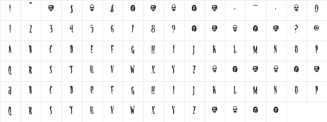 Crauzila Brown Regular  glyph index