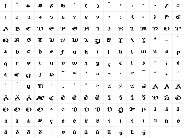 Uberh&#56946&#57189 Expanded Expanded  glyph index