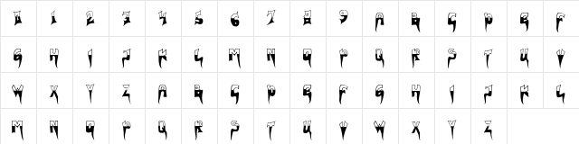 VALEN Regular  glyph index