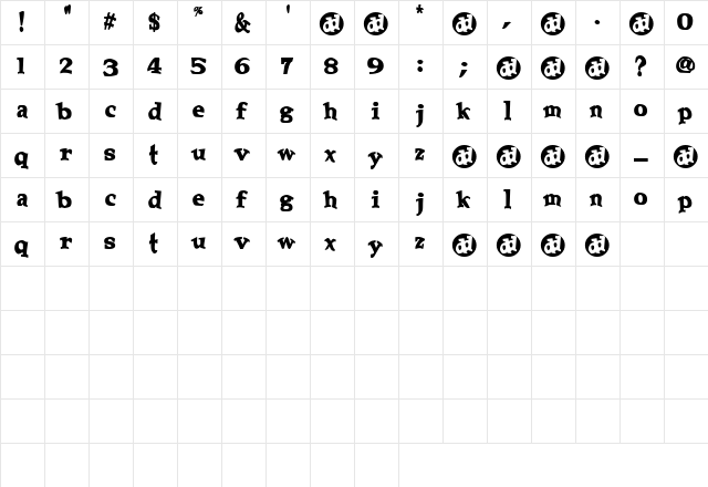 GuiltForDreaming Regular  glyph index