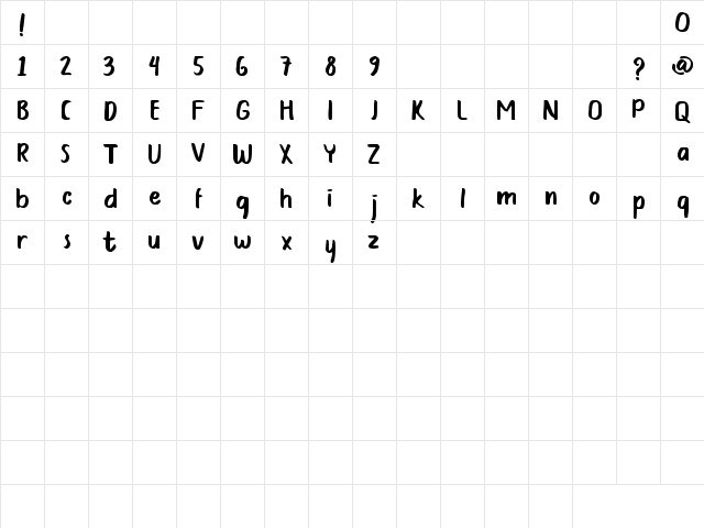 Bunbun DEMO Regular  glyph index