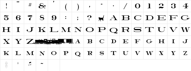 RRRoman Regular  glyph index