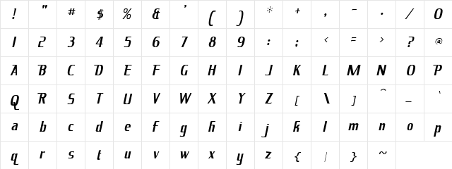 King Richard Regular  glyph index