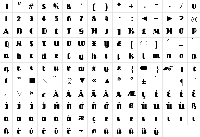 Cg Medium  glyph index