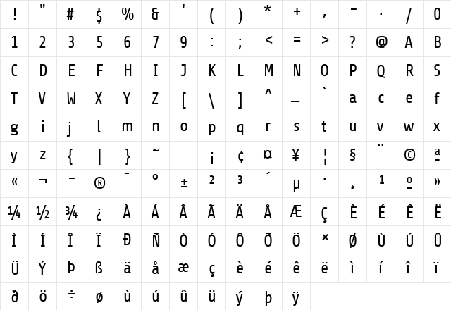 Share-Regular Regular  glyph index