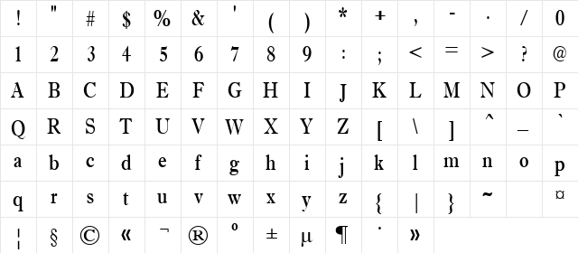 a_AntiqueTradyNr Regular  glyph index