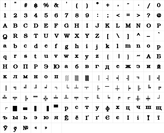 ER Bukinist 866 Bold  glyph index