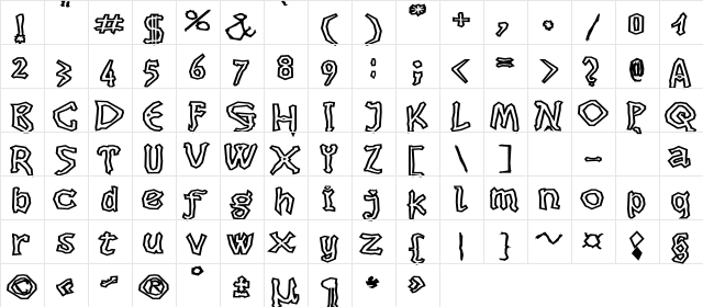 DikovinaOutlineC Regular  glyph index