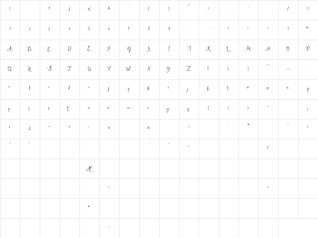 betterlife Regular  glyph index