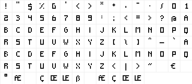 F910 Regular  glyph index