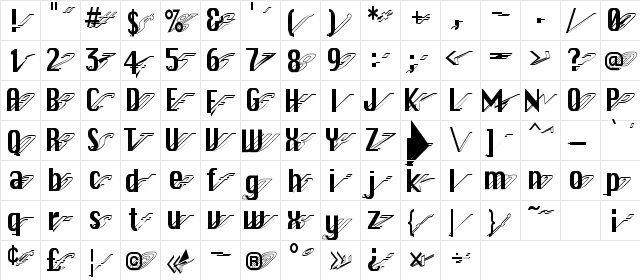 HollyWould Regular  glyph index
