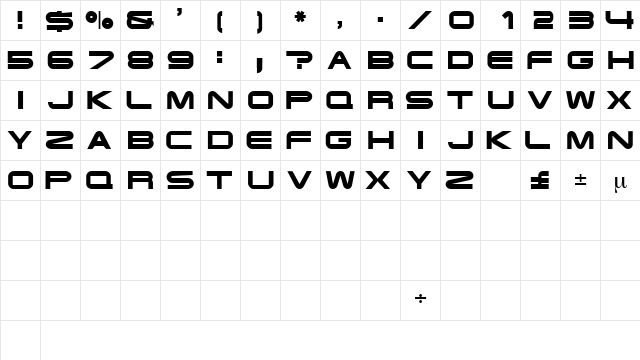 EyechartDisplayCapsSSK Regular  glyph index