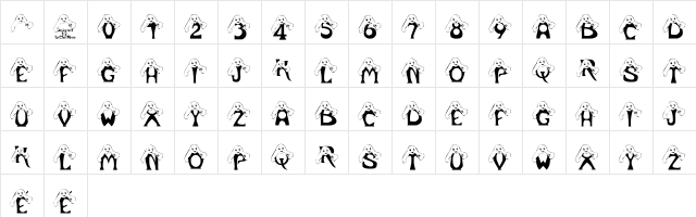 LCR Peek A Boo Regular  glyph index