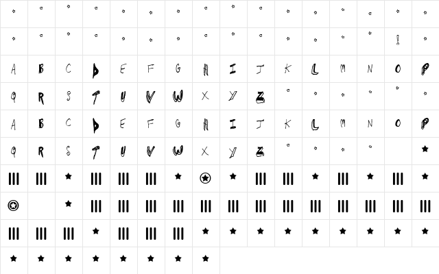 CrawfishPopsicle Regular  glyph index