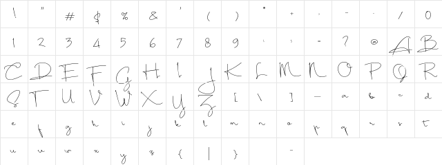 Sundiary Demo Regular  glyph index