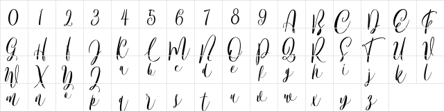 Bordellia Regular  glyph index