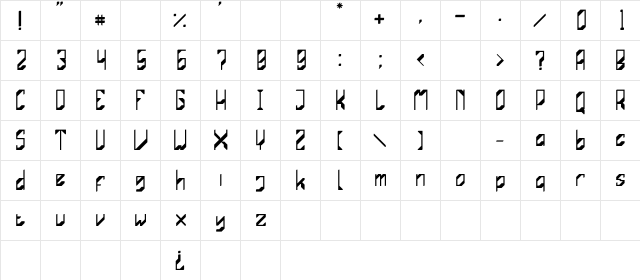 Mechasystem Regular  glyph index