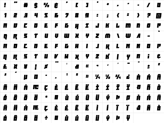 Furiosa Semi-Italic Semi-Italic  glyph index