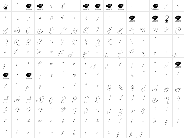 Quickier Demo Regular  glyph index