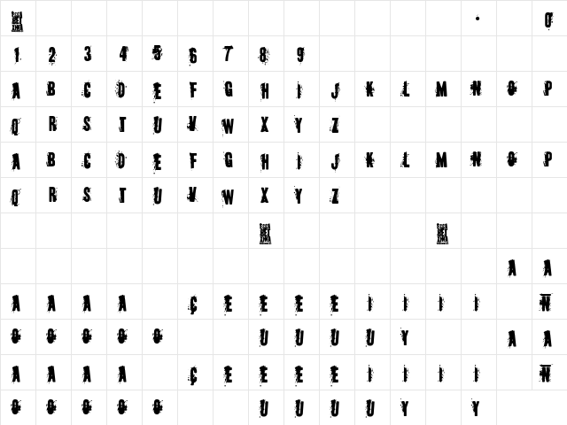 Escabetxina Regular  glyph index
