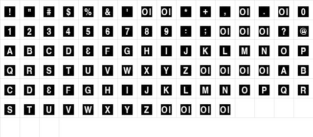 ChewToy Regular  glyph index