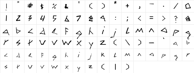 Zag Normal  glyph index