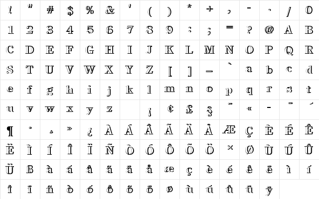 CenturyOldStyTBolRe1 Regular  glyph index