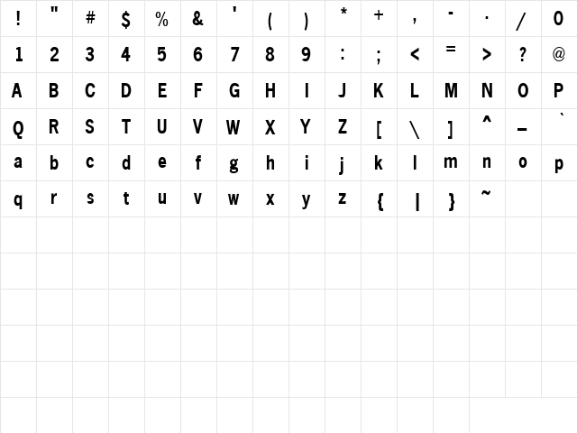 Breakdown 2 Bold  glyph index