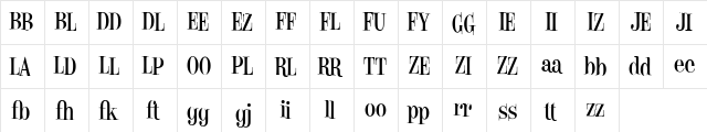 EdPS Roman  glyph index