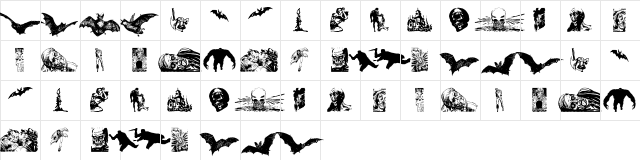 Horror Dingbats Regular  glyph index
