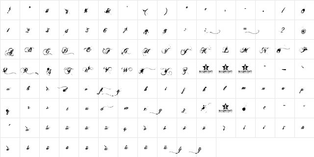Aenima Regular  glyph index