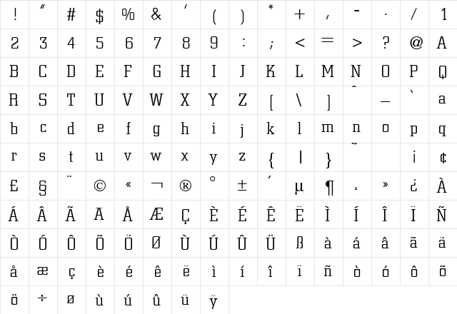 CitonLightDB Normal  glyph index